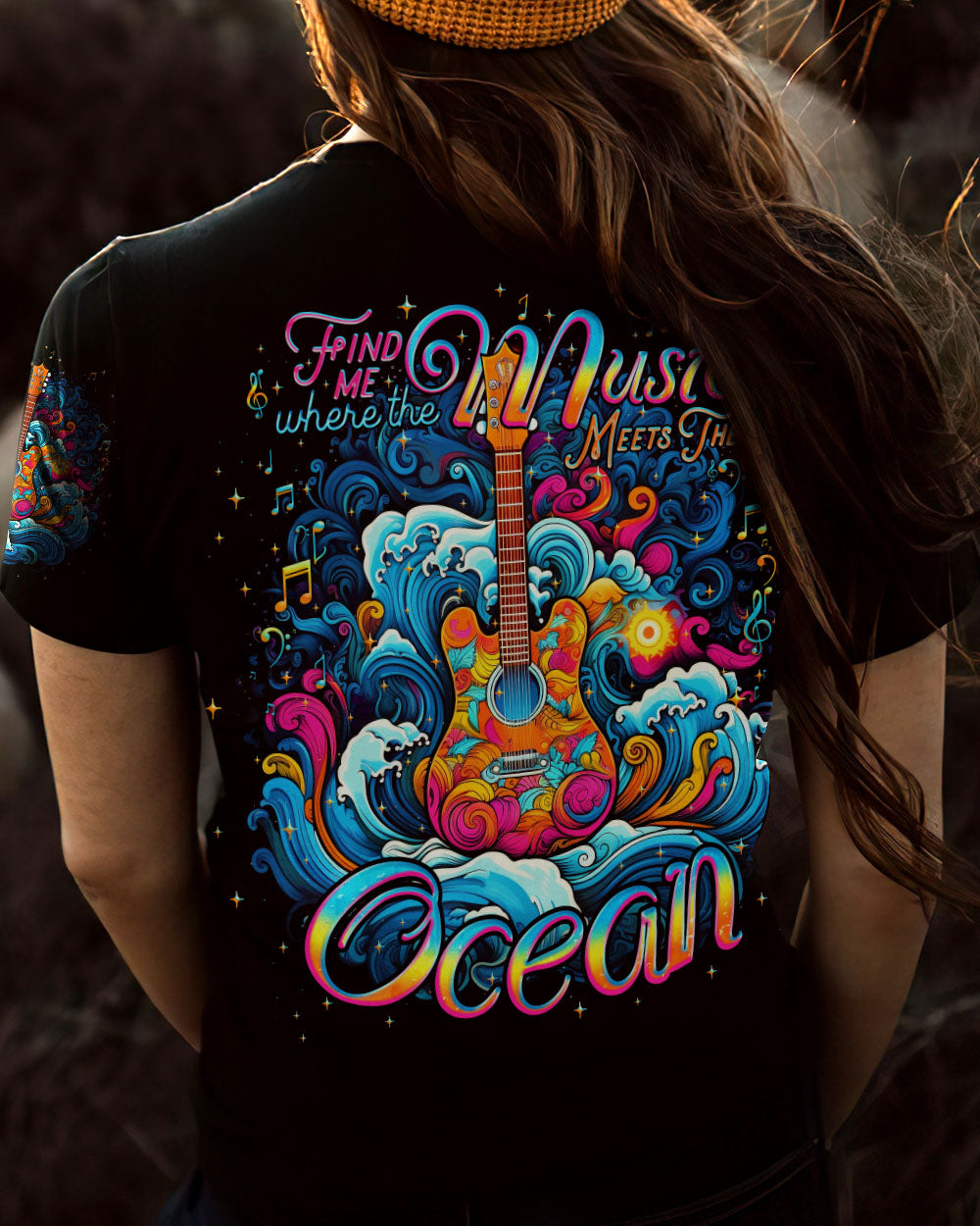 FIND ME WHERE THE MUSIC MEETS THE OCEAN GUITAR ALL OVER PRINT - TLNO2205231