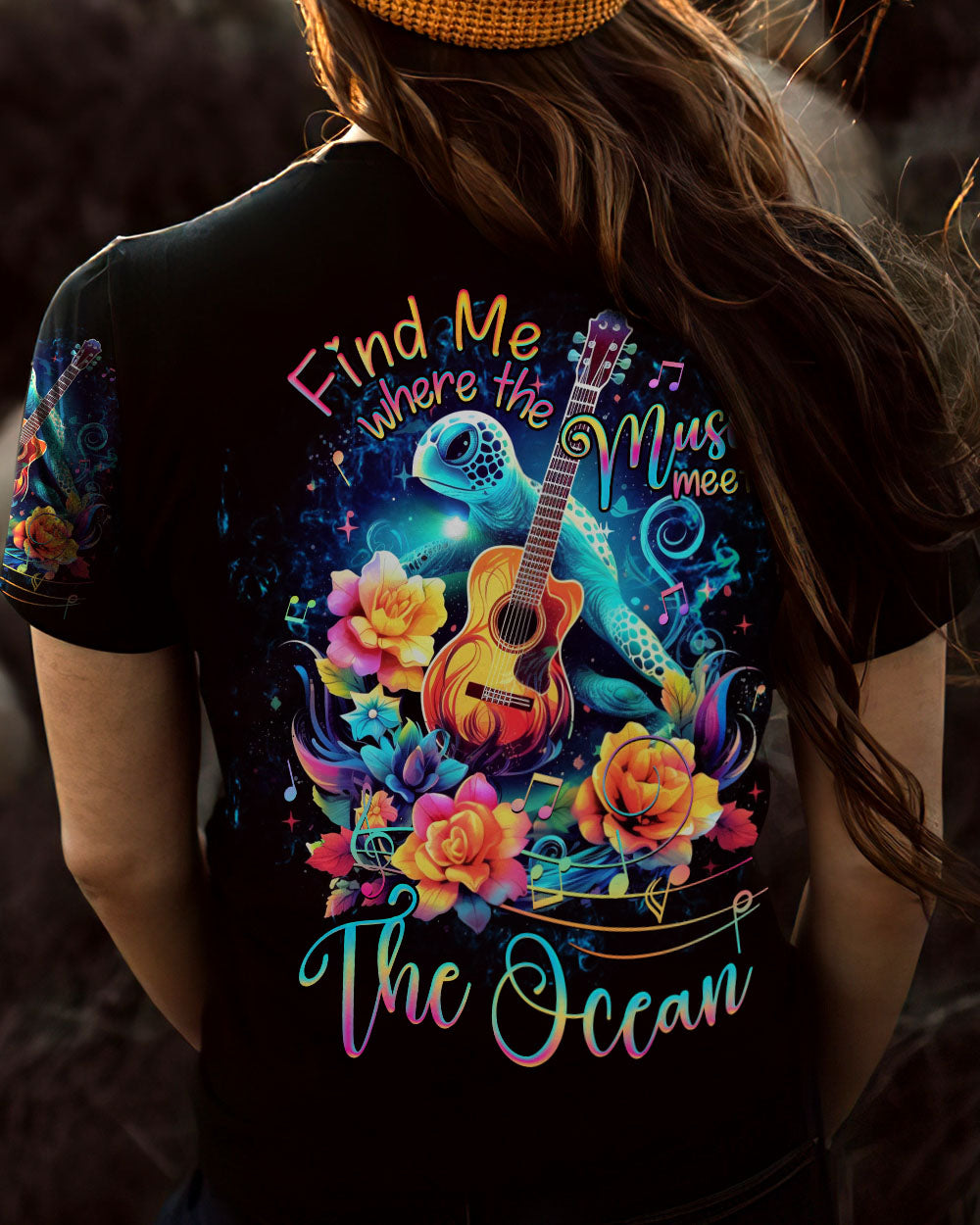 FIND ME WHERE THE MUSIC MEETS THE OCEAN GUITAR ALL OVER PRINT - YHHG2305232