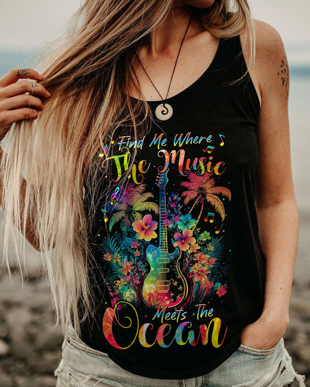 FIND ME WHERE THE MUSIC MEETS THE OCEAN GUITAR ALL OVER PRINT - TLTR2204231