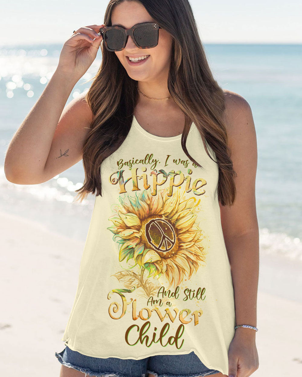 BASICALLY I AM A HIPPIE SUNFLOWER DRAWING ALL OVER PRINT - TLNZ1205233