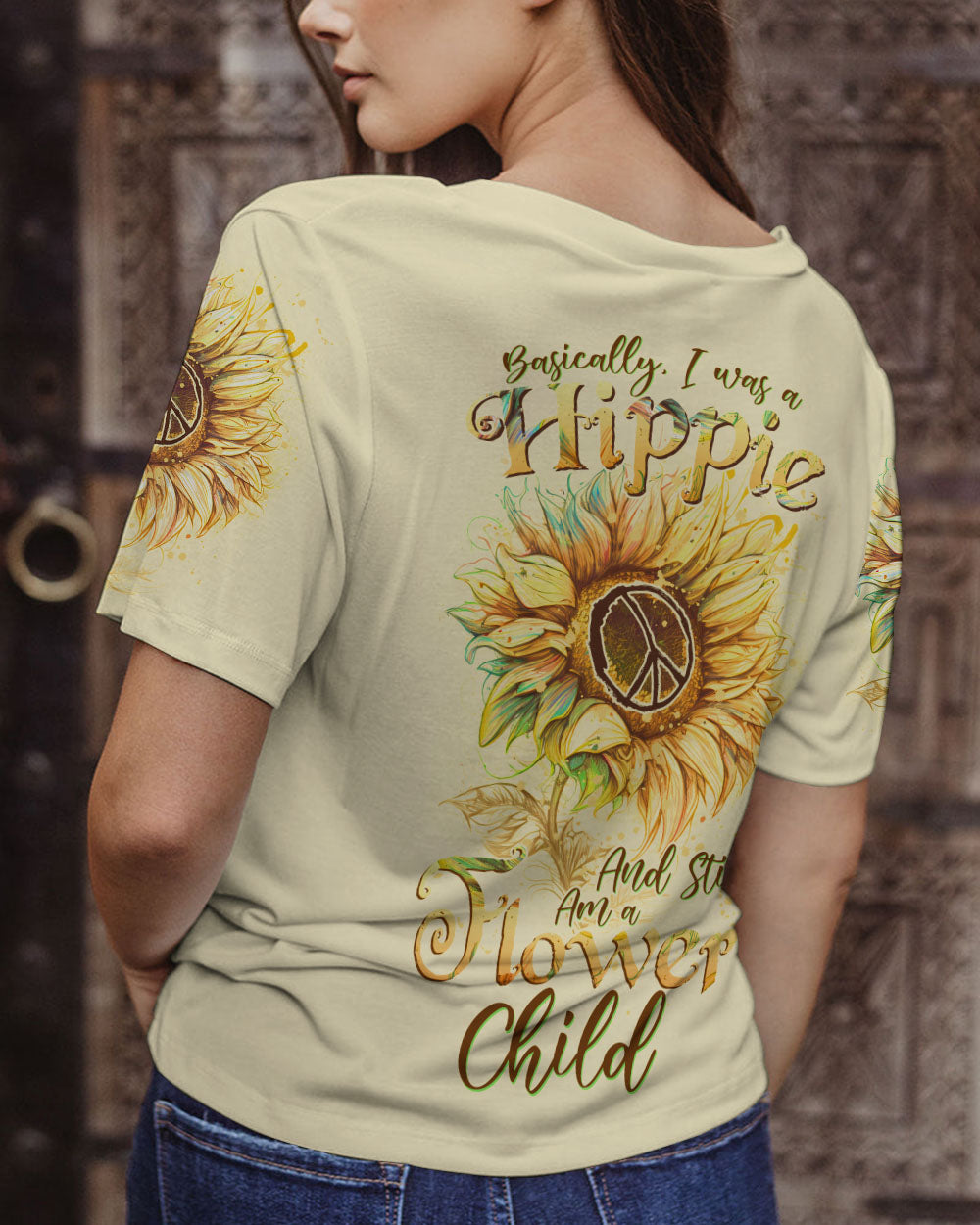 BASICALLY I AM A HIPPIE SUNFLOWER DRAWING ALL OVER PRINT - TLNZ1205233