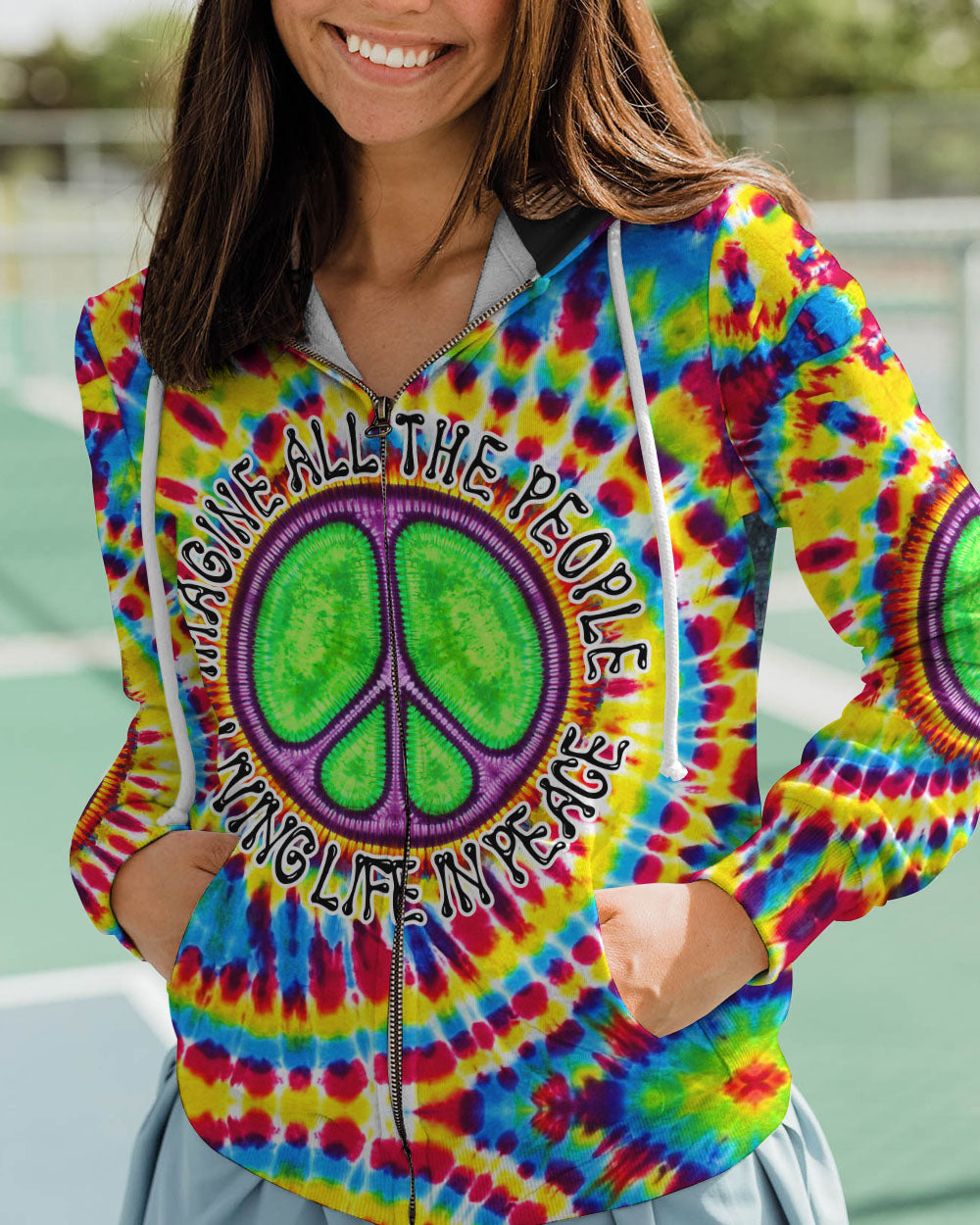 IMAGINE ALL THE PEOPLE LIVING LIFE IN PEACE TIE DYE ALL OVER PRINT - TYTD1305231
