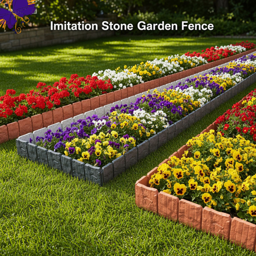 Stone-Look Garden Edging Border – 10-Piece DIY Lawn & Flower Bed Fence