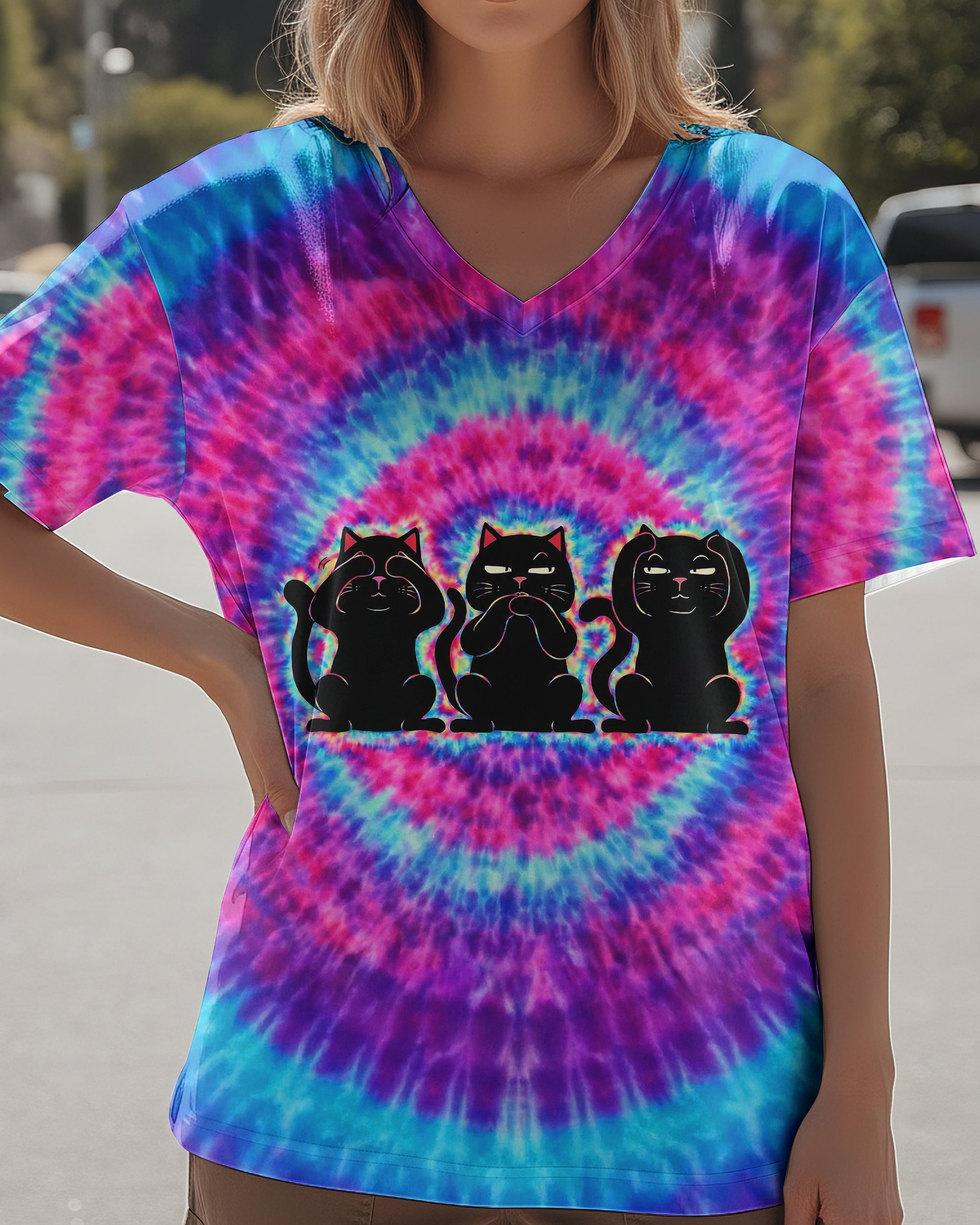 THREE WISE CATS SWIRL ALL OVER PRINT  - TLNT2301261