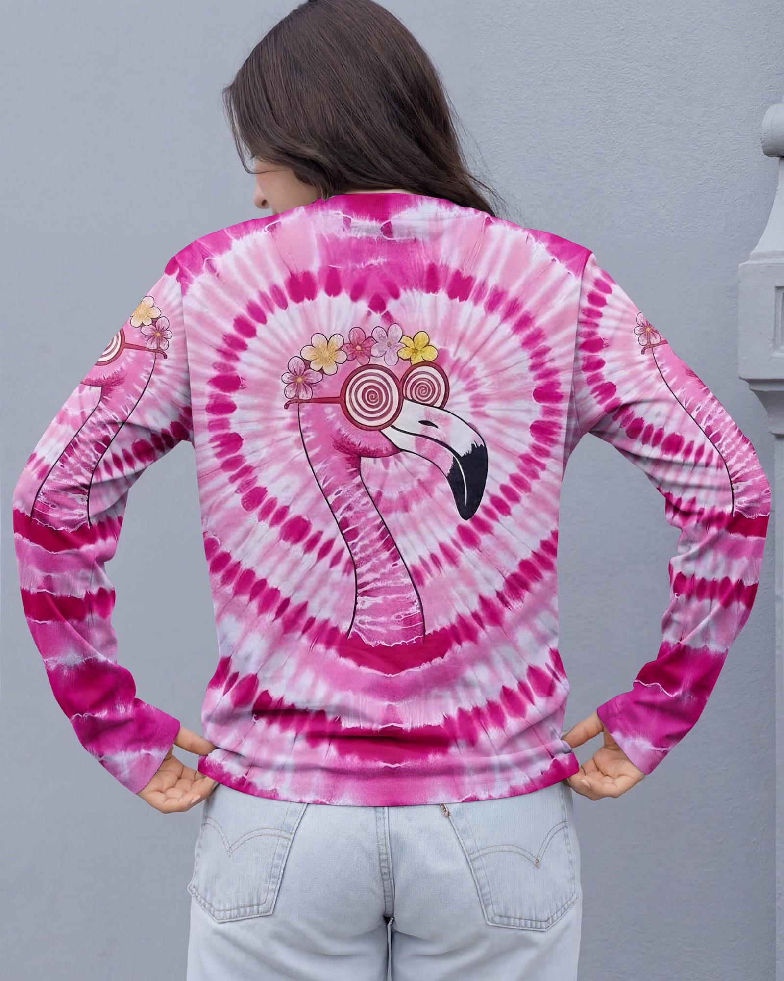 PINK SWIRL FUNNY FLAMINGO ALL OVER PRINT - YHLT2201261