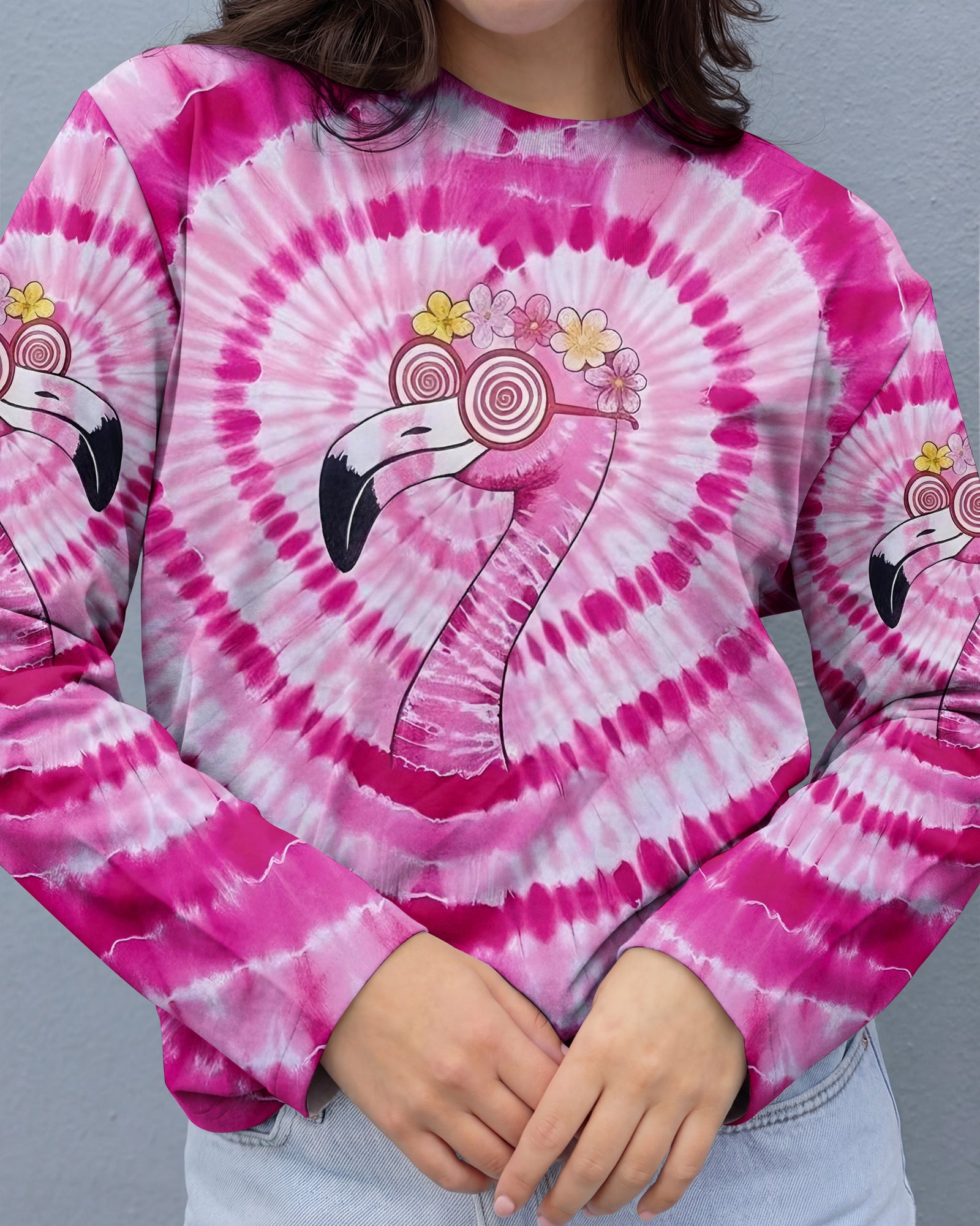PINK SWIRL FUNNY FLAMINGO ALL OVER PRINT - YHLT2201261