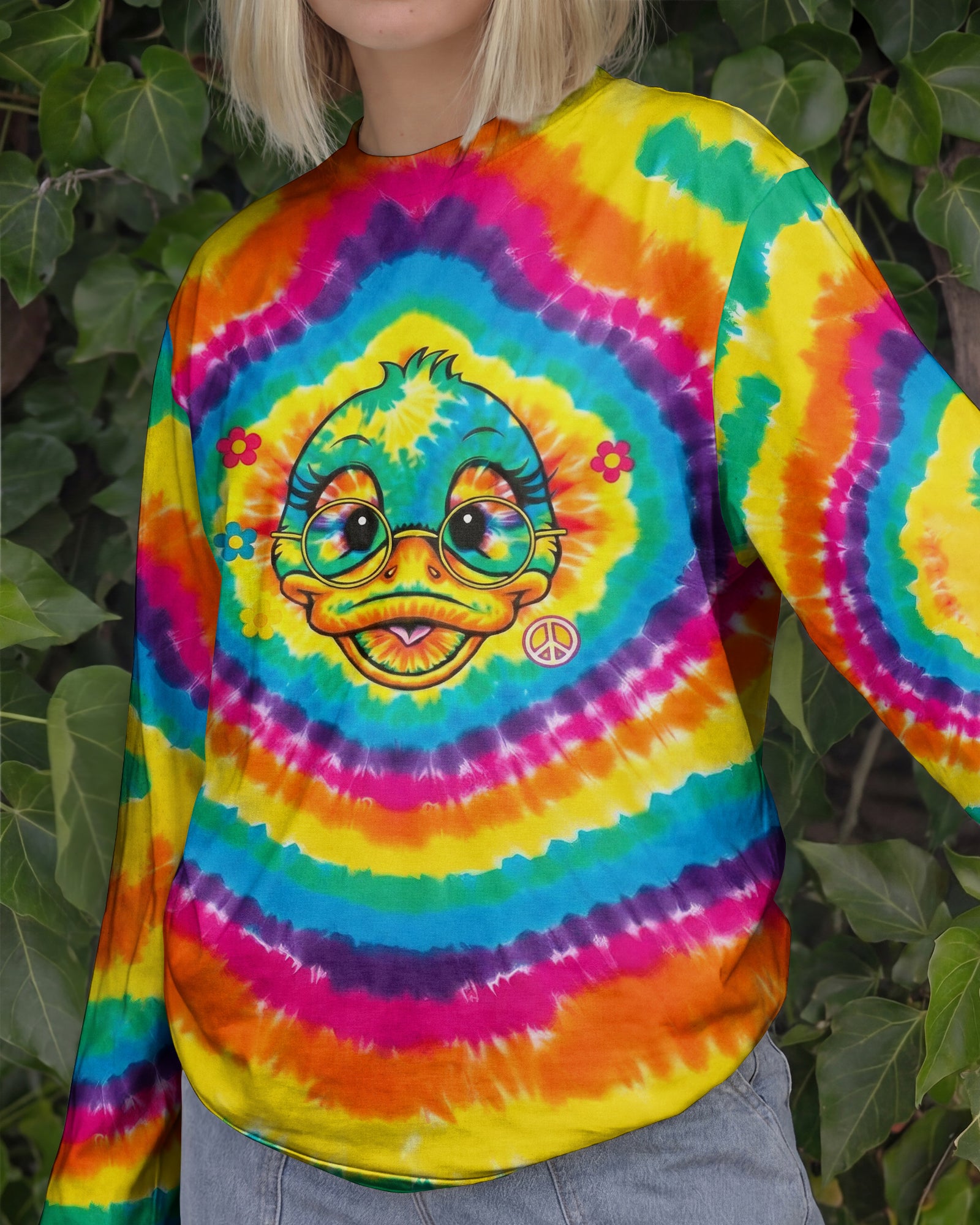 RAINBOW SWIRL FUNNY DUCK ALL OVER PRINT - YHHG2201262