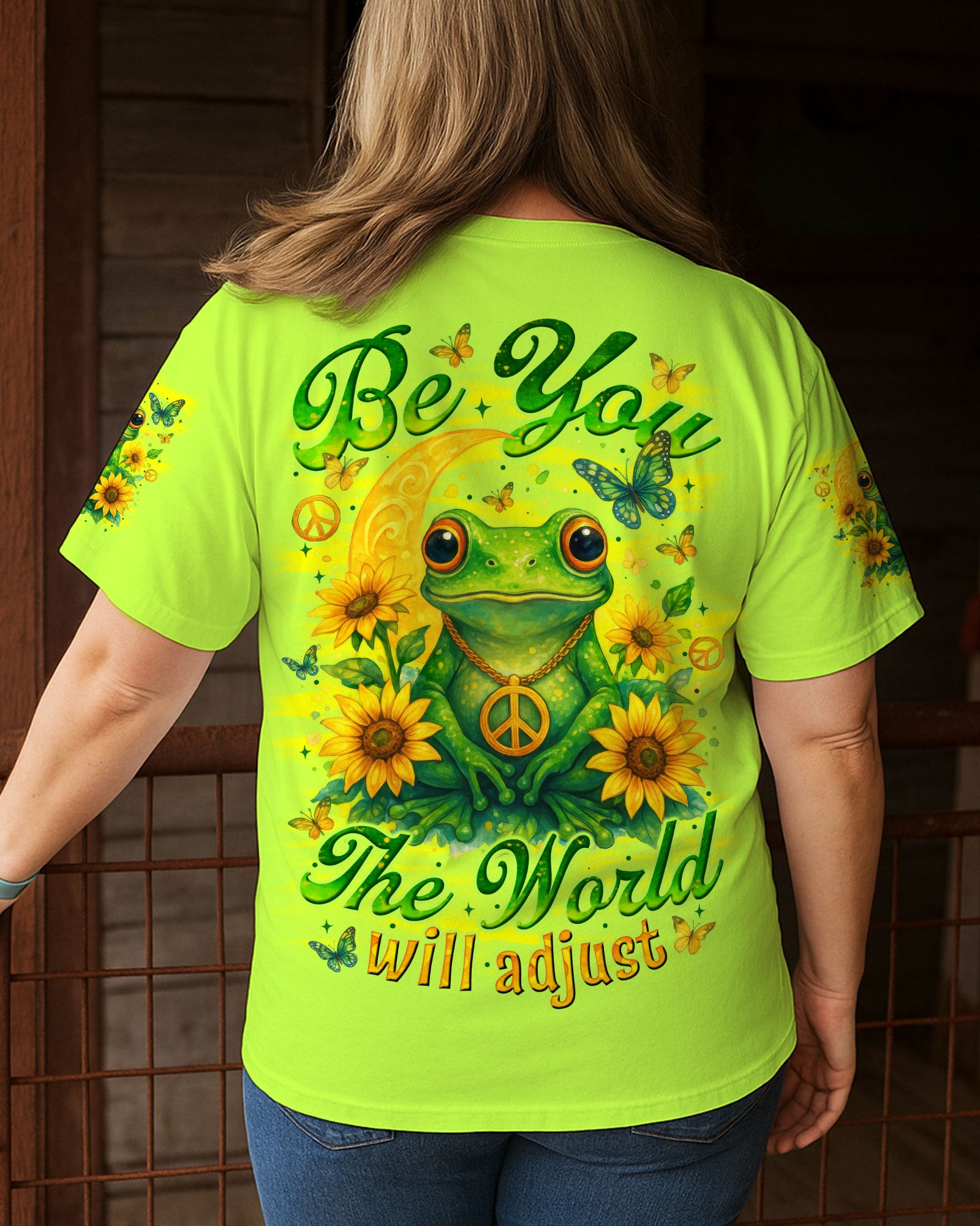 BE YOU THE WORLD WILL ADJUST FROG ALL OVER PRINT - TYTM1405252