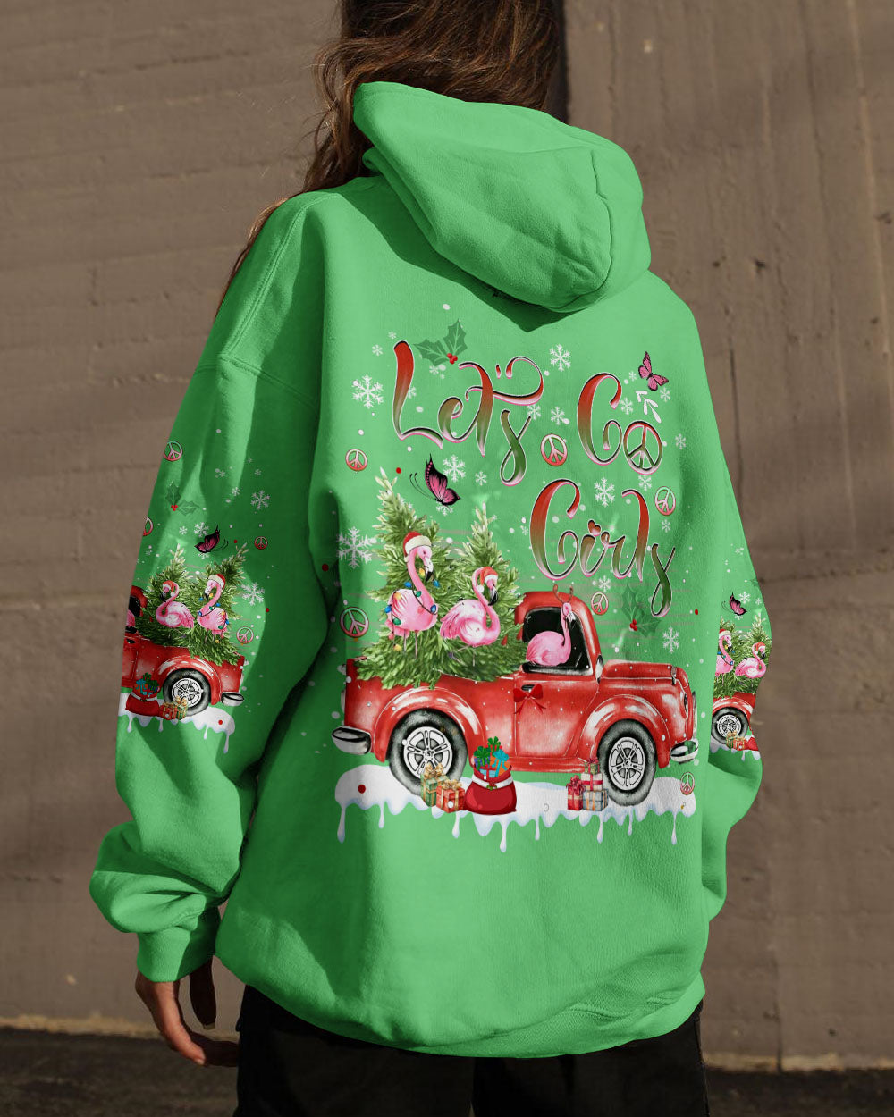LET'S GO GIRLS FLAMINGO CHRISTMAS ALL OVER PRINT - YHDU1209233