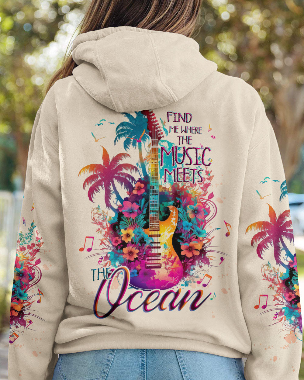 FIND ME WHERE THE MUSIC MEETS THE OCEAN GUITAR ALL OVER PRINT - TLTW1305232