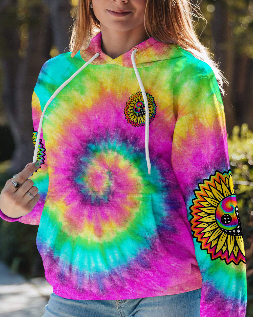 IMAGINE ALL THE PEOPLE LIVING LIFE IN PEACE TIE DYE SUNFLOWER ALL OVER PRINT - TLTW0405231