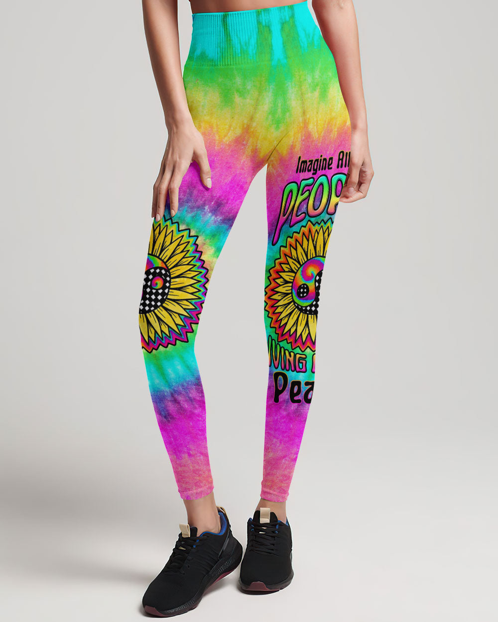 IMAGINE ALL THE PEOPLE LIVING LIFE IN PEACE TIE DYE SUNFLOWER ALL OVER PRINT - TLTW0405231