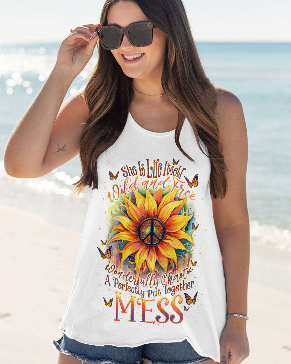 SHE IS LIFE ITSELF SUNFLOWER ALL OVER PRINT - TLNO1505231