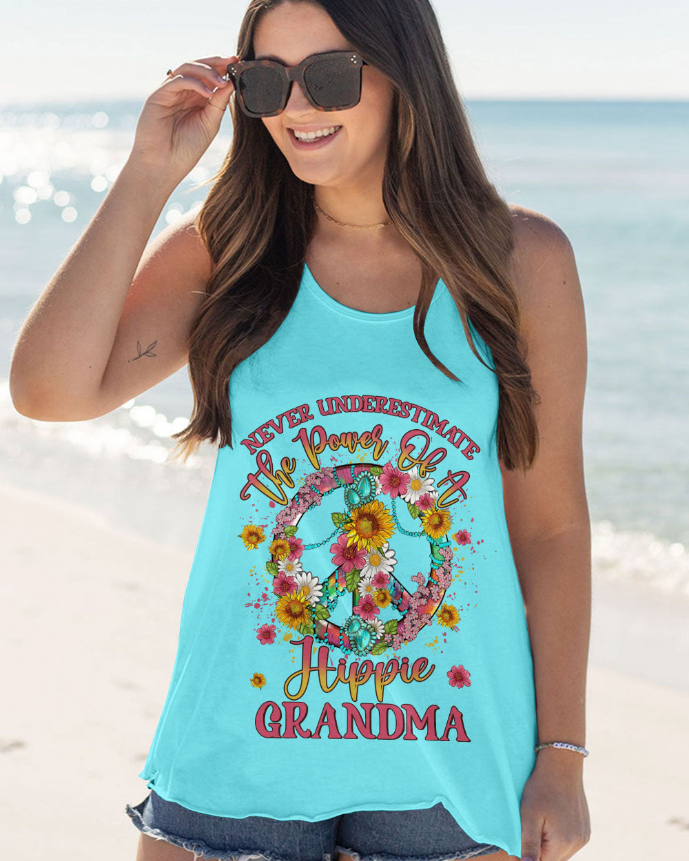 NEVER UNDERESTIMATE HIPPIE GRANDMA ALL OVER PRINT - YHLN1904233