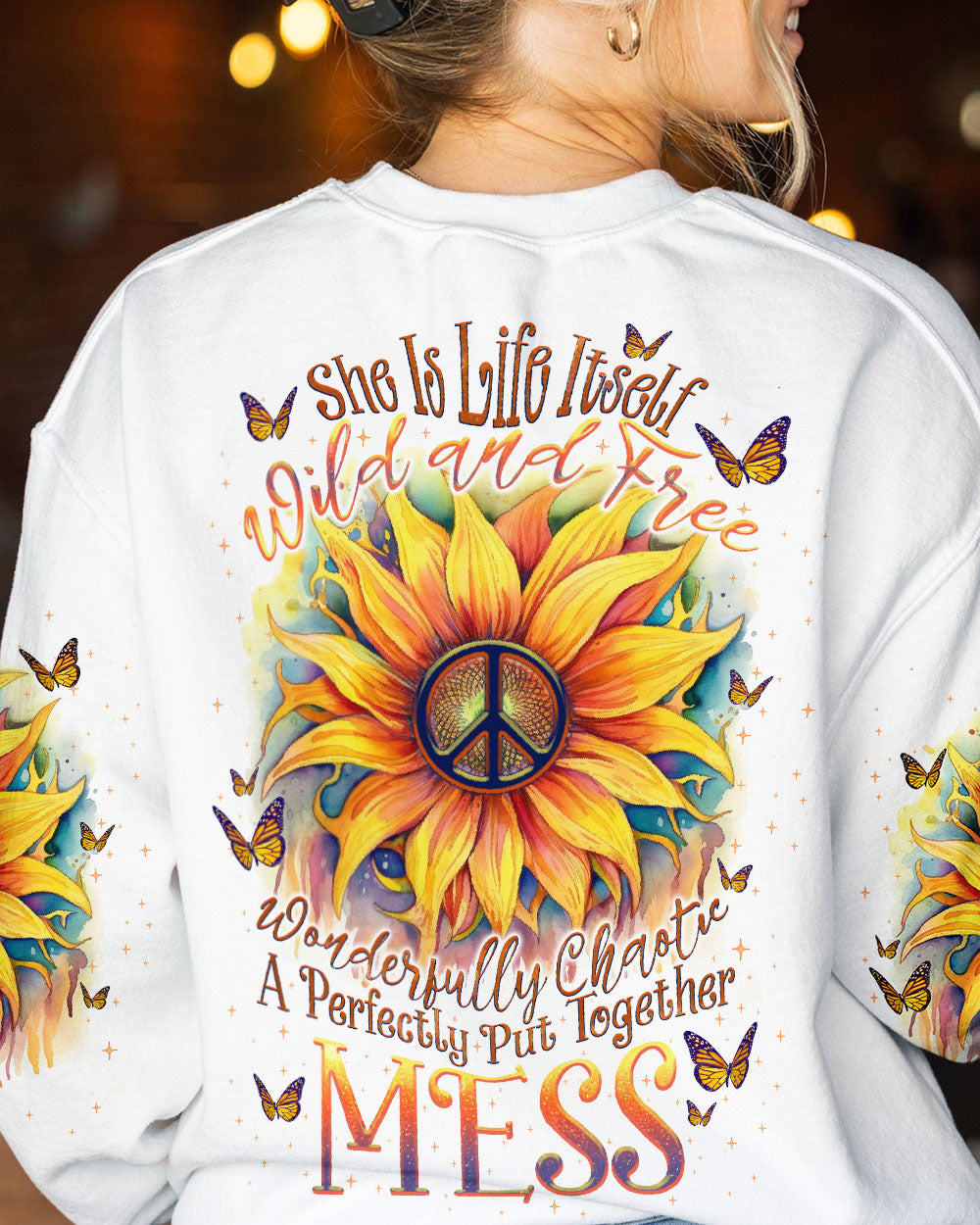 SHE IS LIFE ITSELF SUNFLOWER ALL OVER PRINT - TLNO1505231