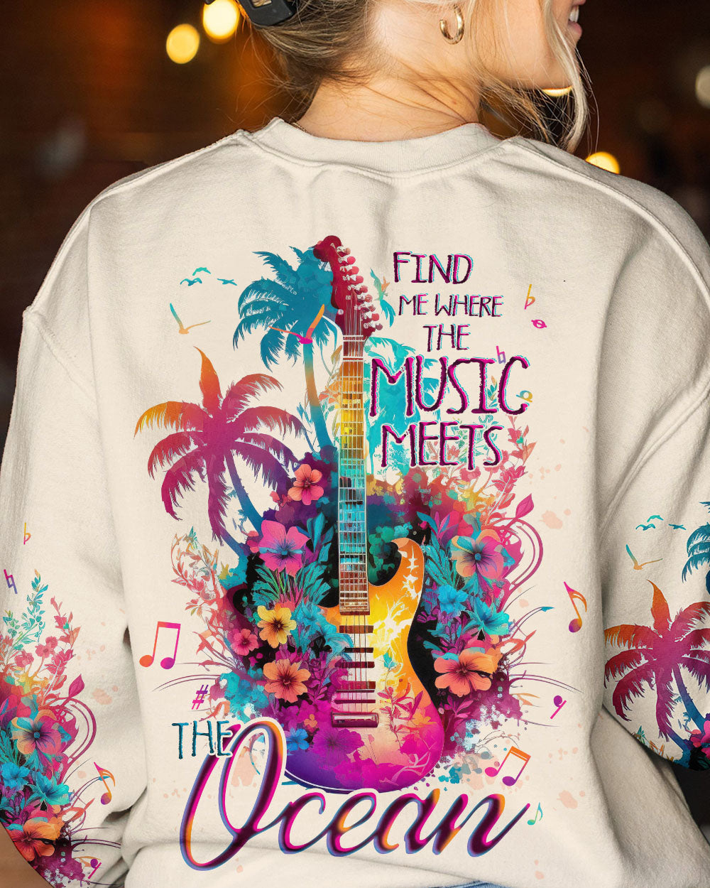 FIND ME WHERE THE MUSIC MEETS THE OCEAN GUITAR ALL OVER PRINT - TLTW1305232