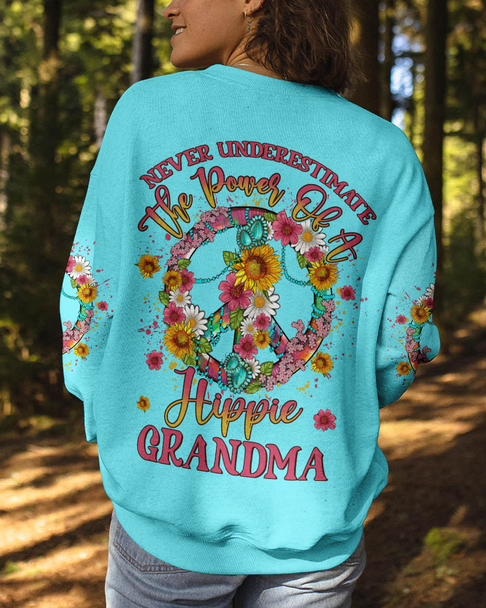NEVER UNDERESTIMATE HIPPIE GRANDMA ALL OVER PRINT - YHLN1904233