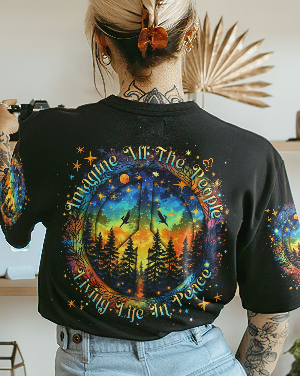 IMAGINE ALL THE PEOPLE LIVING LIFE IN PEACE FOREST COLORFUL ALL OVER PRINT - TLNT1205231