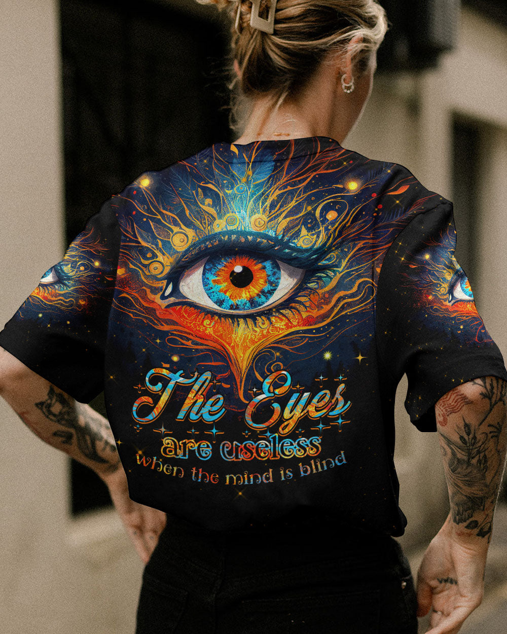 THE EYES ARE USELESS WHEN THE MIND IS BLIND ALL OVER PRINT - TYTM0804231