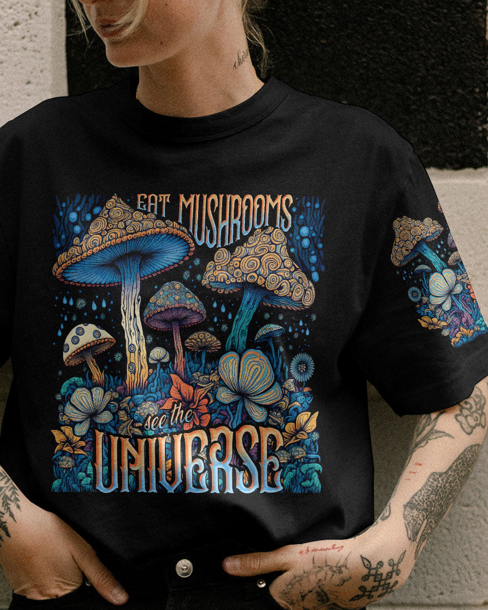 EAT MUSHROOMS SEE THE UNIVERSE ALL OVER PRINT - TLNT1005232