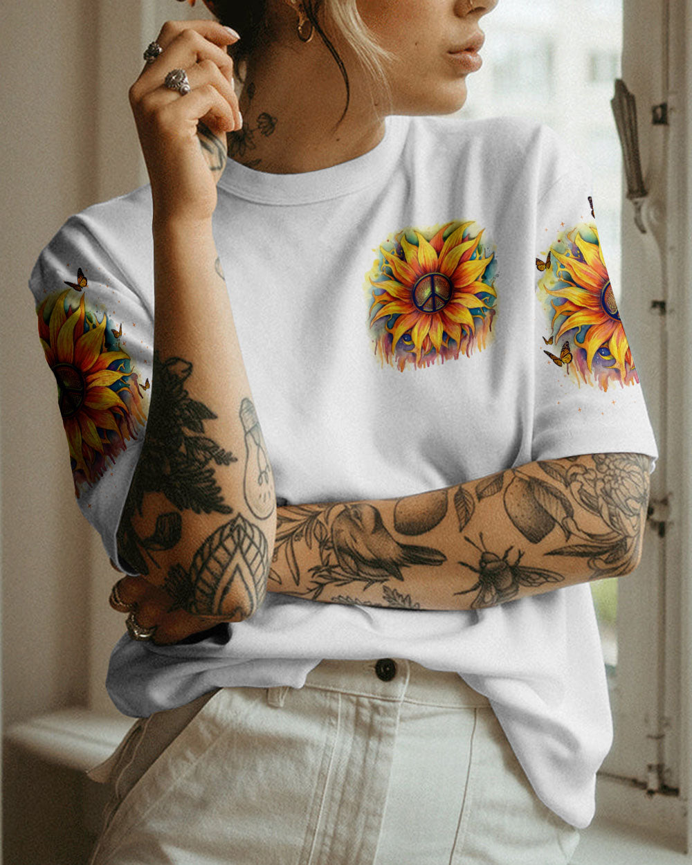 SHE IS LIFE ITSELF SUNFLOWER ALL OVER PRINT - TLNO1505231