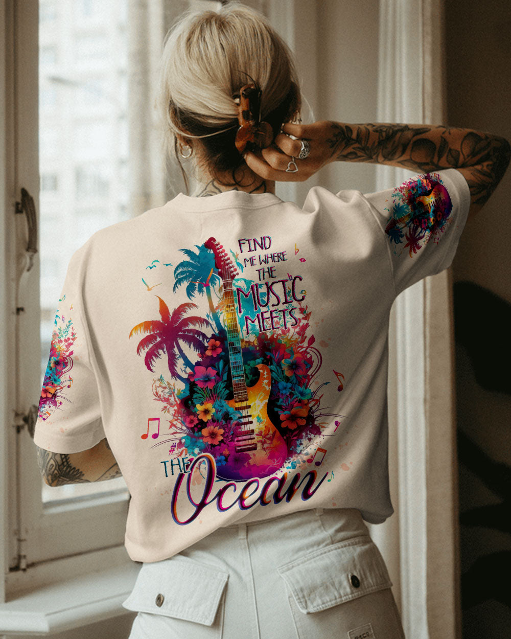 FIND ME WHERE THE MUSIC MEETS THE OCEAN GUITAR ALL OVER PRINT - TLTW1305232