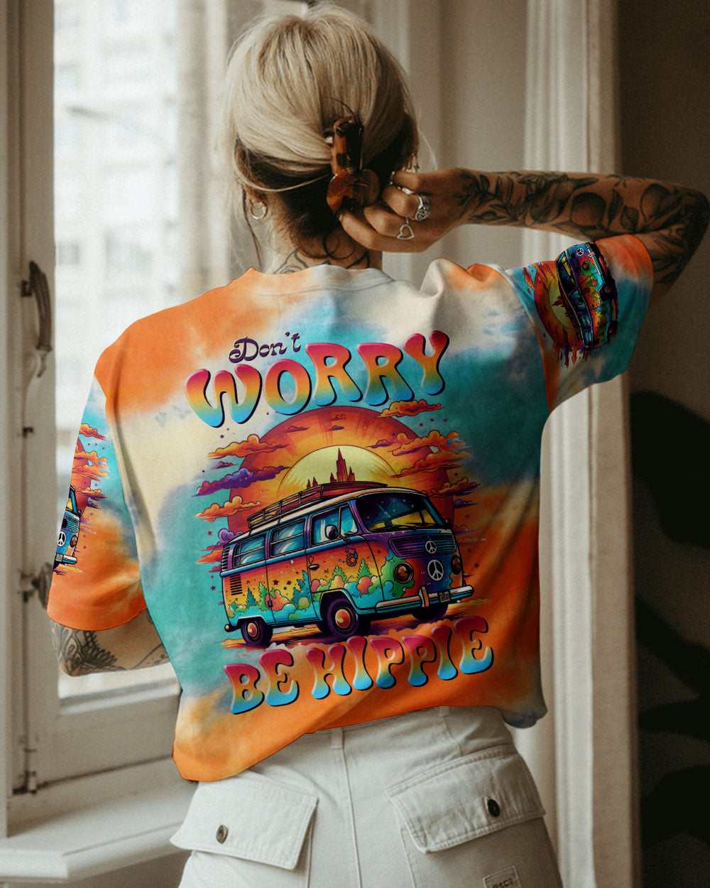 DON'T WORRY BE HIPPIE TIE DYE ALL OVER PRINT - TLTR2205232