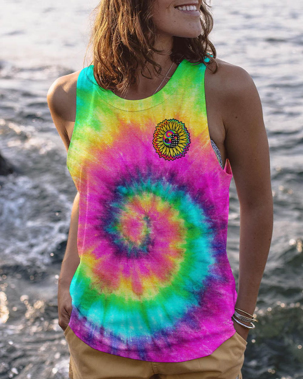 IMAGINE ALL THE PEOPLE LIVING LIFE IN PEACE TIE DYE SUNFLOWER ALL OVER PRINT - TLTW0405231