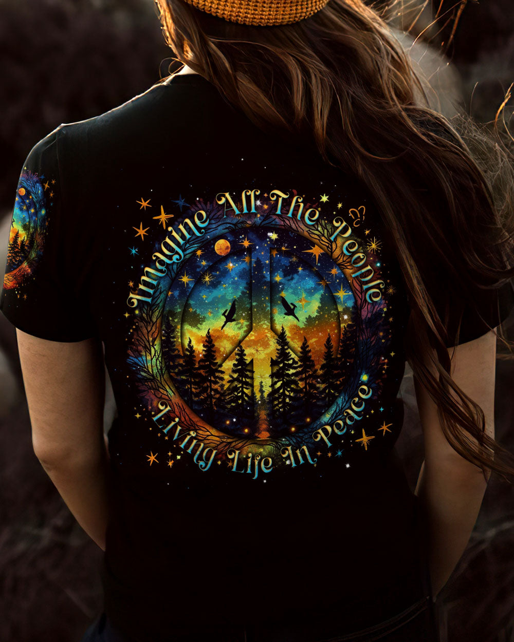 IMAGINE ALL THE PEOPLE LIVING LIFE IN PEACE FOREST COLORFUL ALL OVER PRINT - TLNT1205231