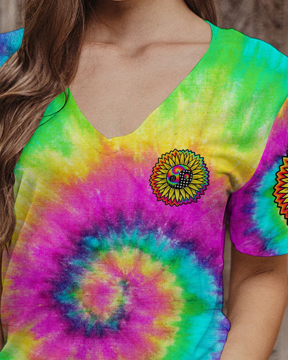 IMAGINE ALL THE PEOPLE LIVING LIFE IN PEACE TIE DYE SUNFLOWER ALL OVER PRINT - TLTW0405231