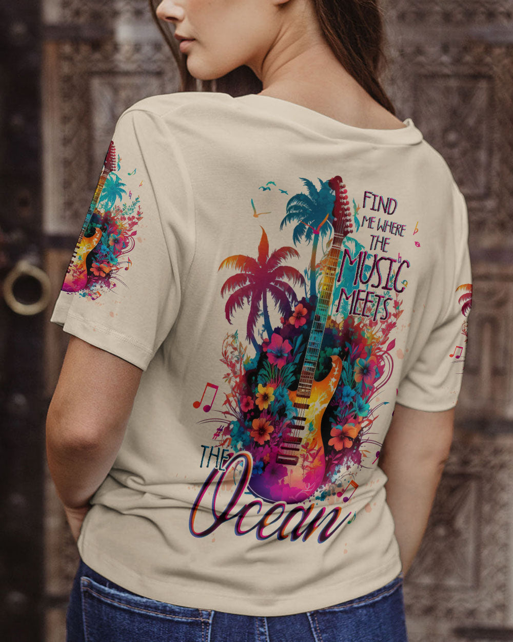 FIND ME WHERE THE MUSIC MEETS THE OCEAN GUITAR ALL OVER PRINT - TLTW1305232