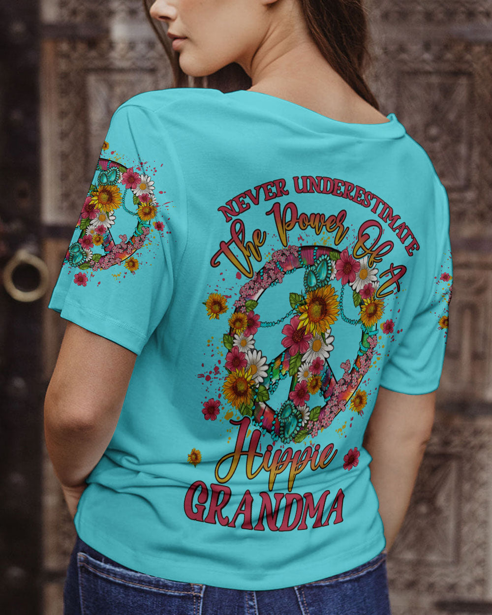 NEVER UNDERESTIMATE HIPPIE GRANDMA ALL OVER PRINT - YHLN1904233