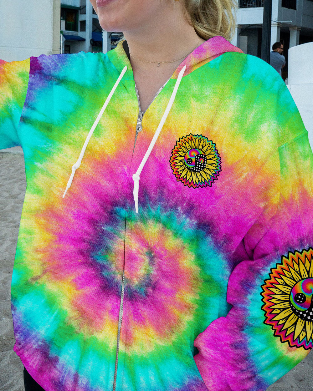 IMAGINE ALL THE PEOPLE LIVING LIFE IN PEACE TIE DYE SUNFLOWER ALL OVER PRINT - TLTW0405231