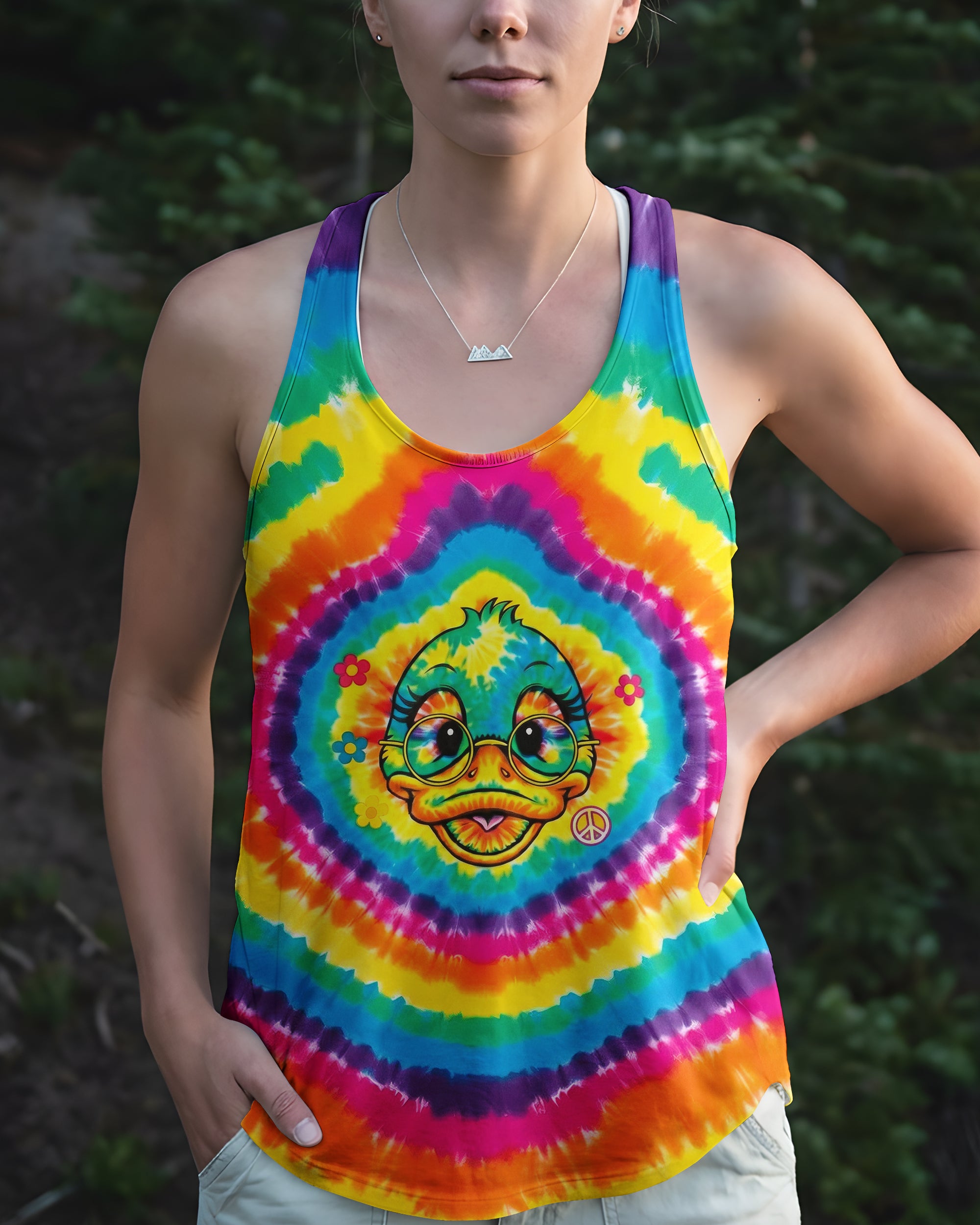 RAINBOW SWIRL FUNNY DUCK ALL OVER PRINT - YHHG2201262