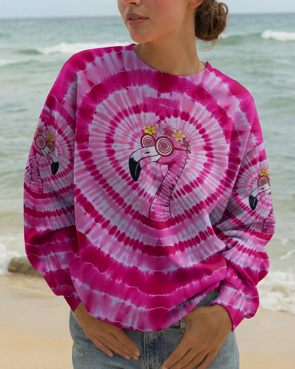 PINK SWIRL FUNNY FLAMINGO ALL OVER PRINT - YHLT2201261