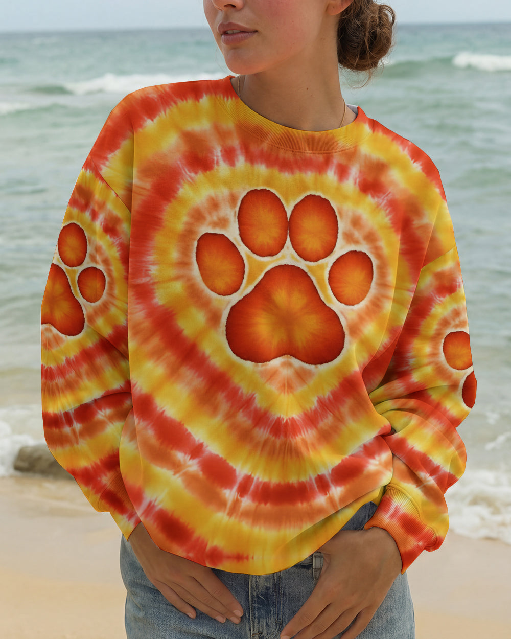 PAW PRINT ORANGE YELLOW ALL OVER PRINT - TYQY2212252