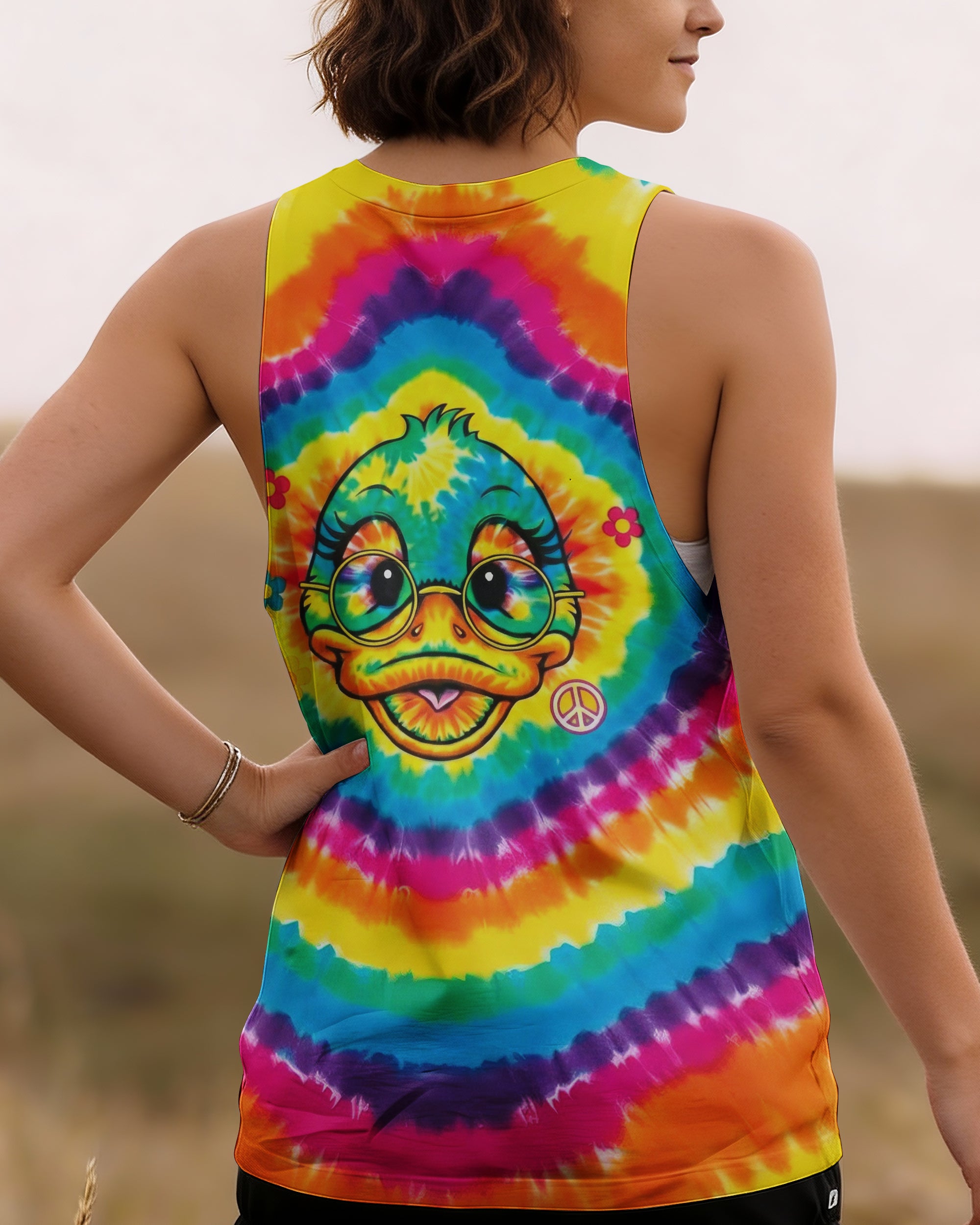 RAINBOW SWIRL FUNNY DUCK ALL OVER PRINT - YHHG2201262