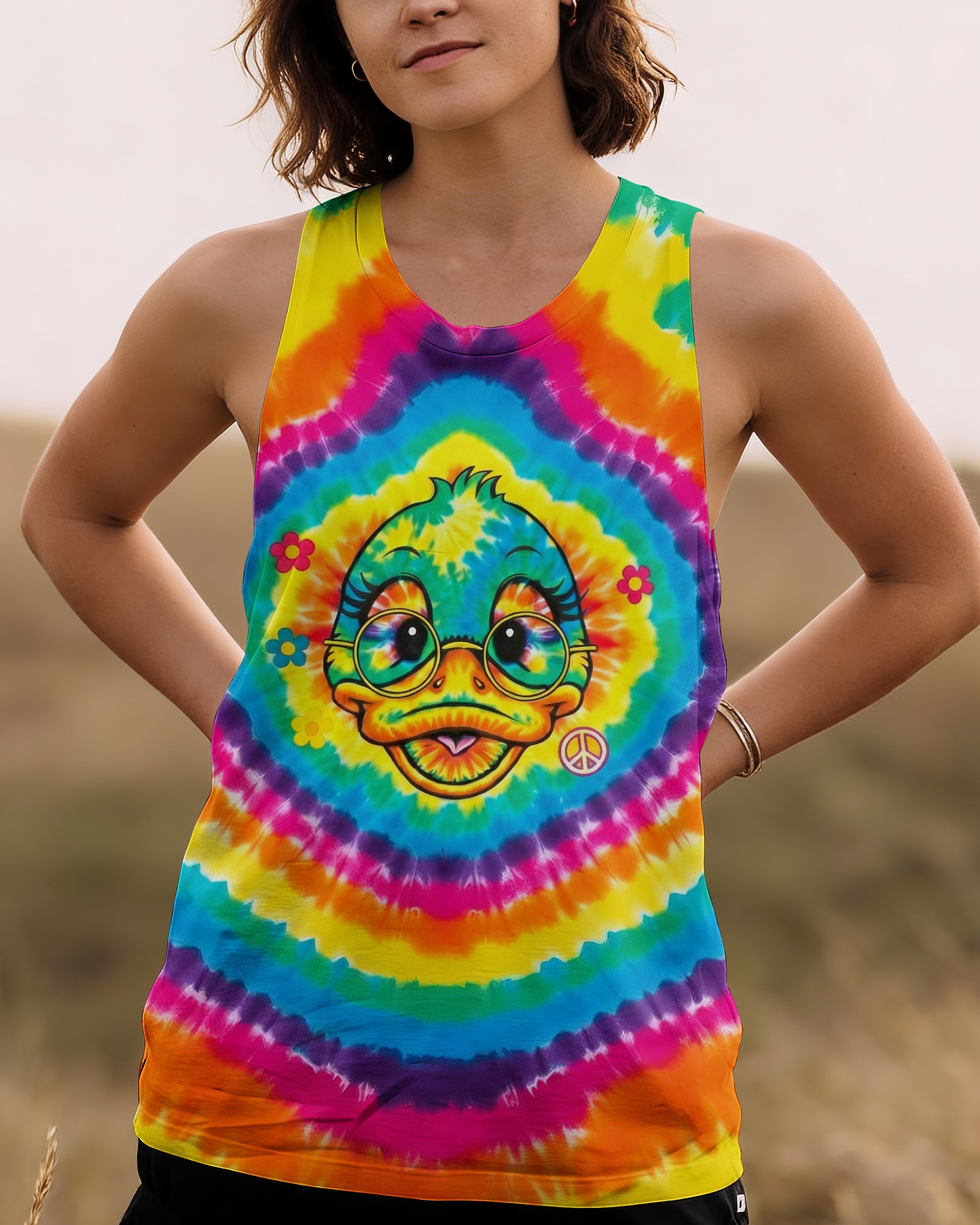 RAINBOW SWIRL FUNNY DUCK ALL OVER PRINT - YHHG2201262