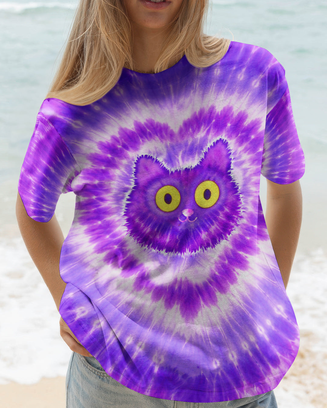 FUNNY CAT PURPLE SWIRL  ALL OVER PRINT - TLTW0801261