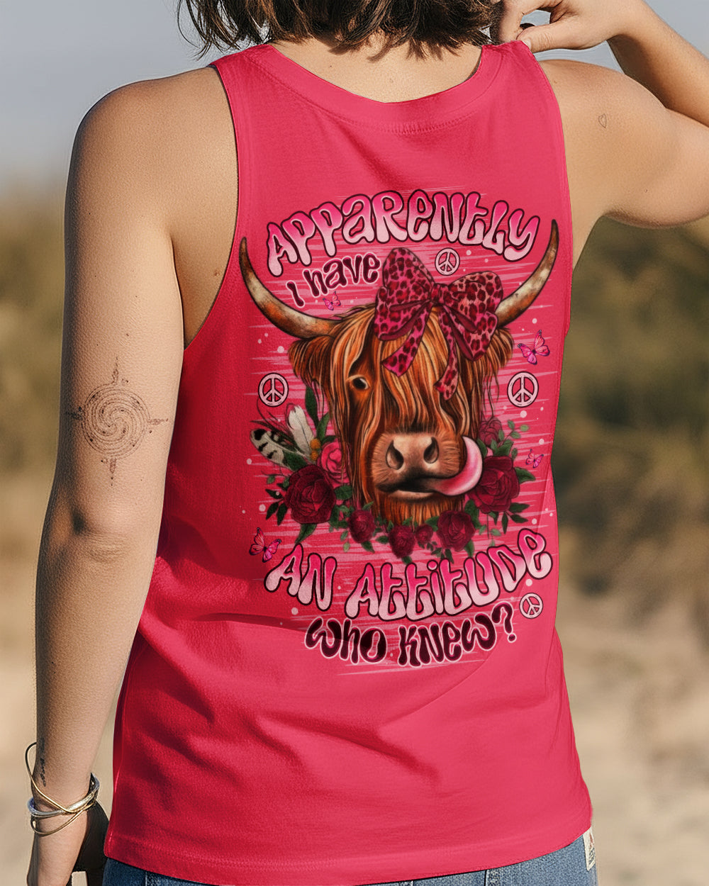 APPARENTLY I HAVE AN ATTITUDE WHO KNEW COW ALL OVER PRINT  - TLNO1712251