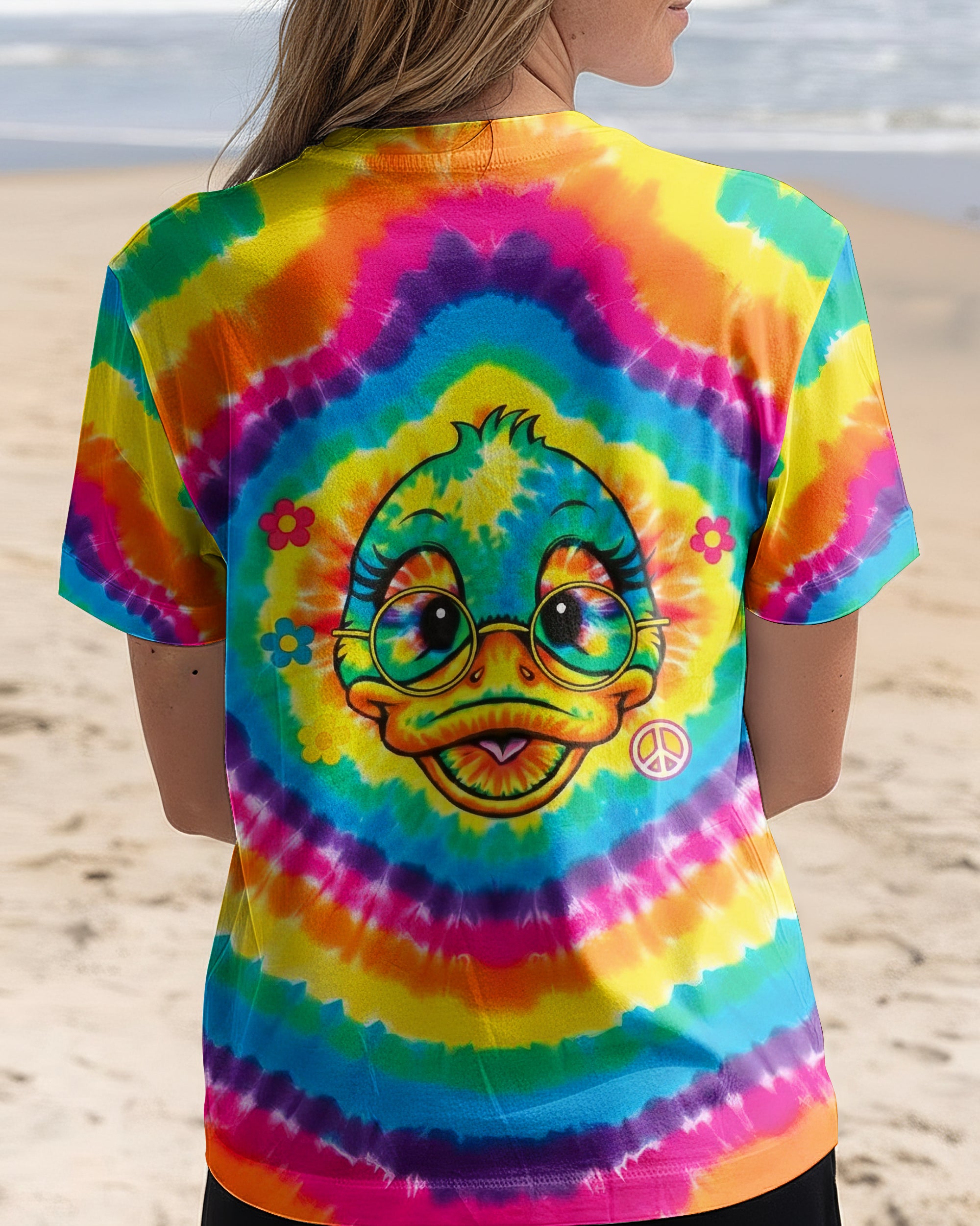 RAINBOW SWIRL FUNNY DUCK ALL OVER PRINT - YHHG2201262