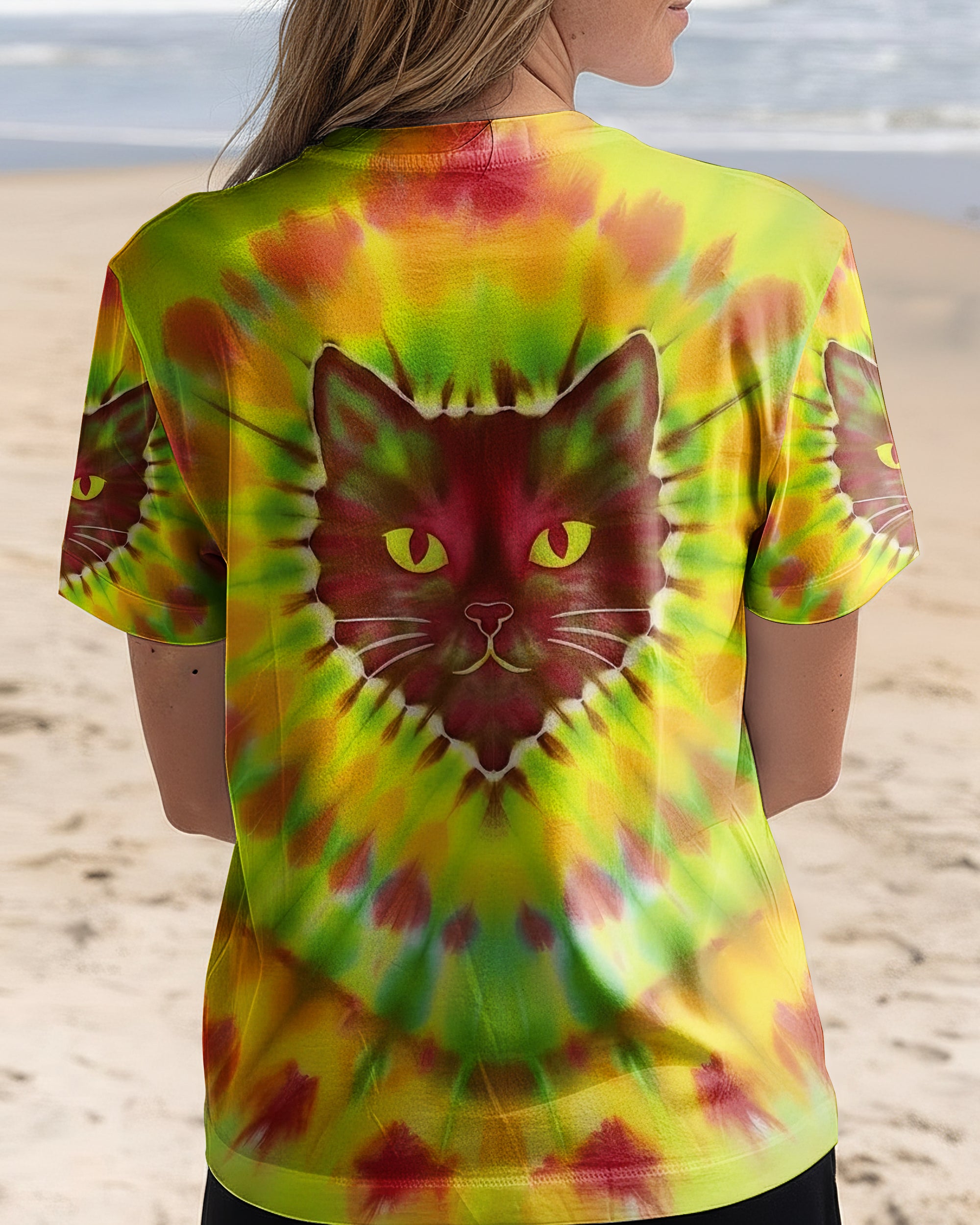 PSYCHEDELIC SWIRL CAT ALL OVER PRINT - YHHG2801262