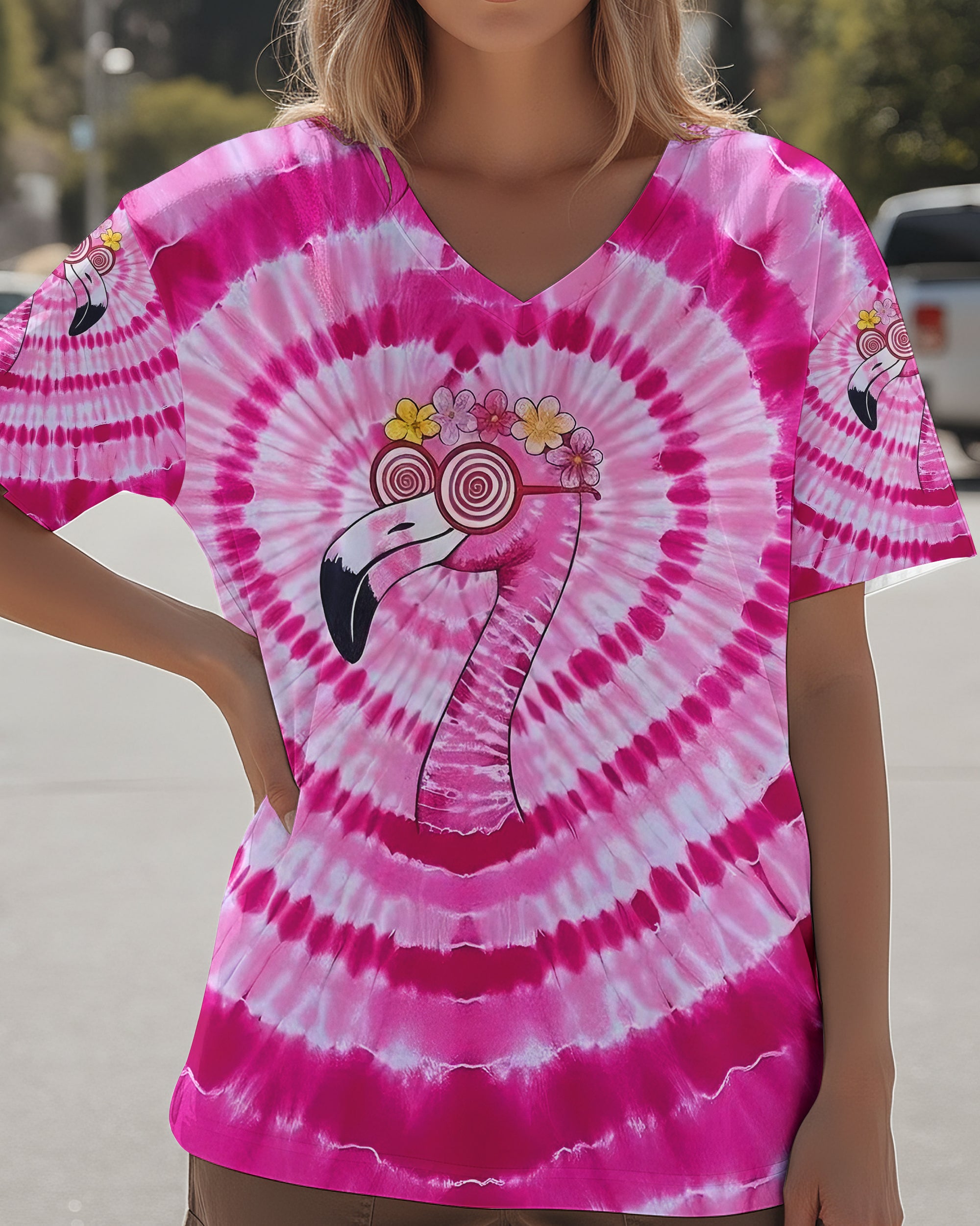 PINK SWIRL FUNNY FLAMINGO ALL OVER PRINT - YHLT2201261