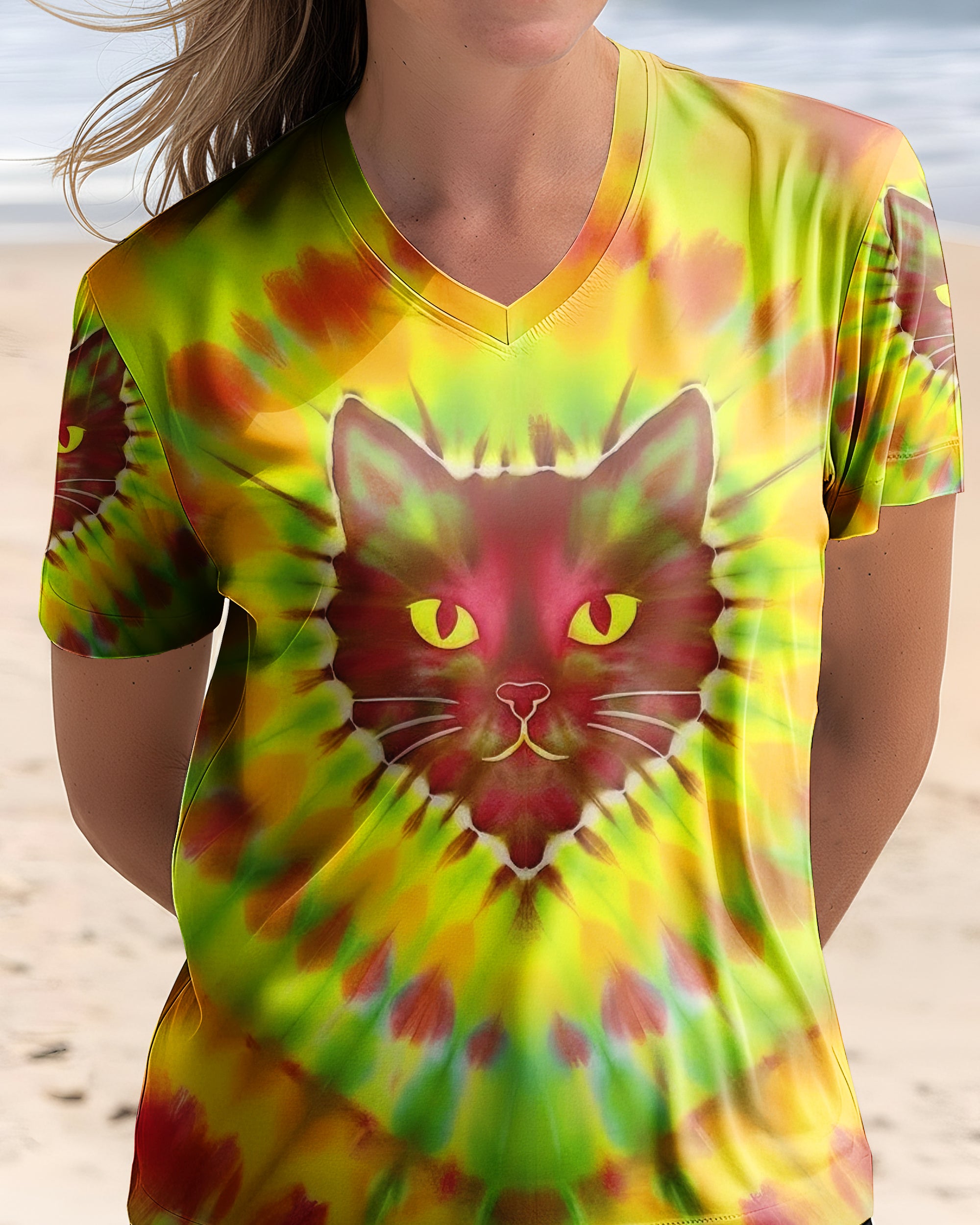 PSYCHEDELIC SWIRL CAT ALL OVER PRINT - YHHG2801262