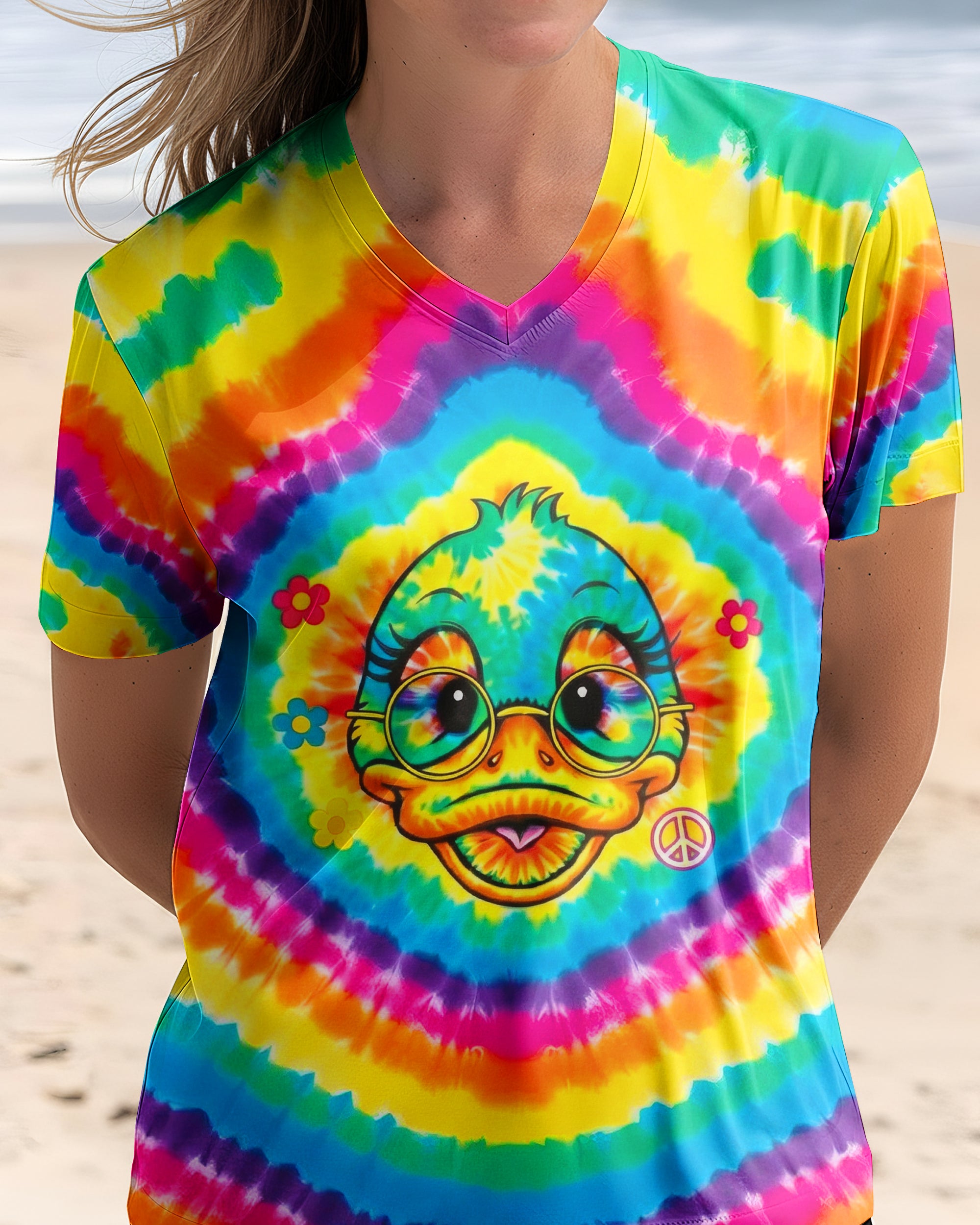 RAINBOW SWIRL FUNNY DUCK ALL OVER PRINT - YHHG2201262