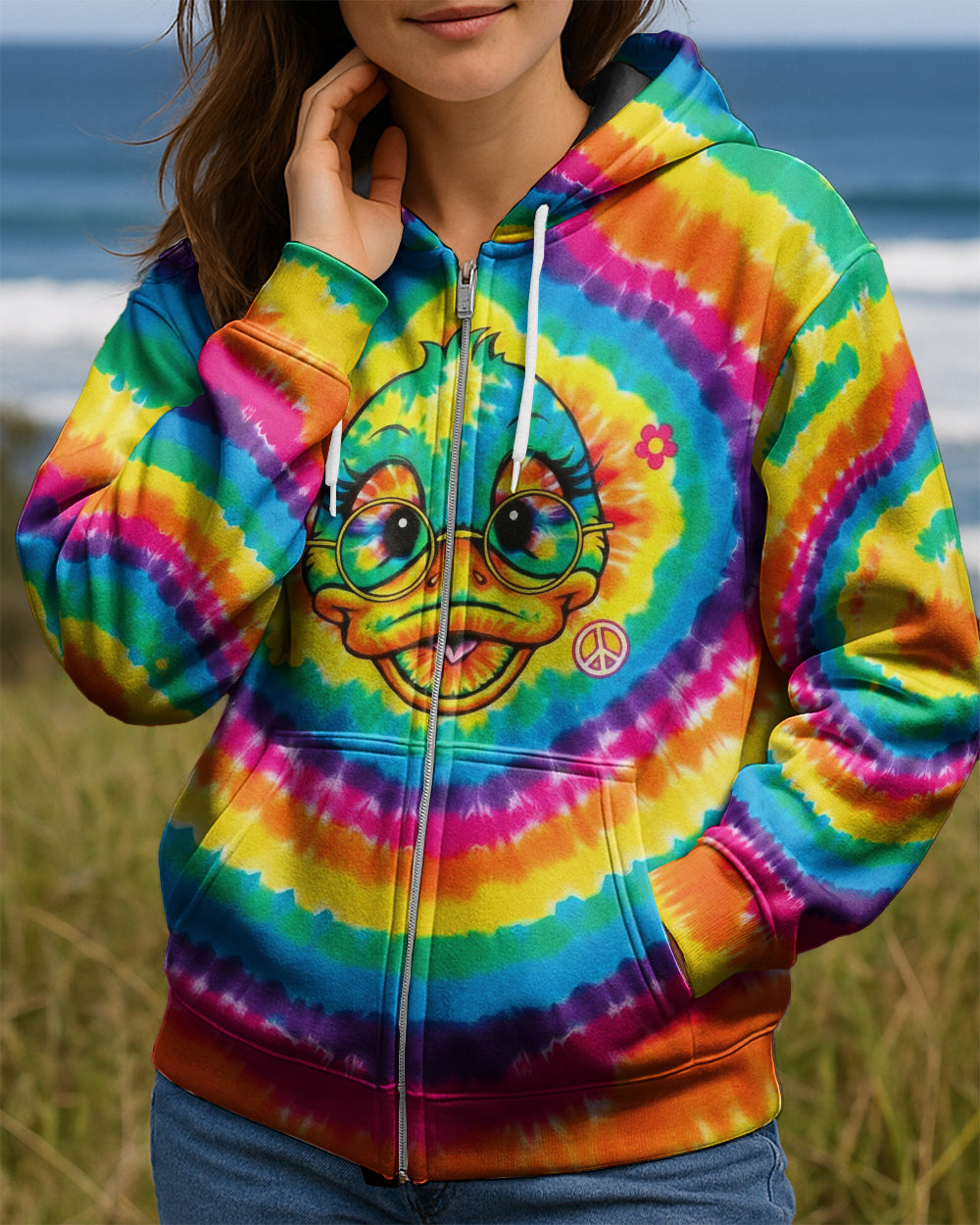 RAINBOW SWIRL FUNNY DUCK ALL OVER PRINT - YHHG2201262
