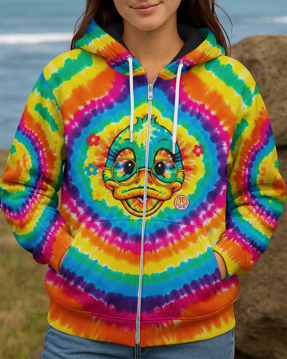 RAINBOW SWIRL FUNNY DUCK ALL OVER PRINT - YHHG2201262