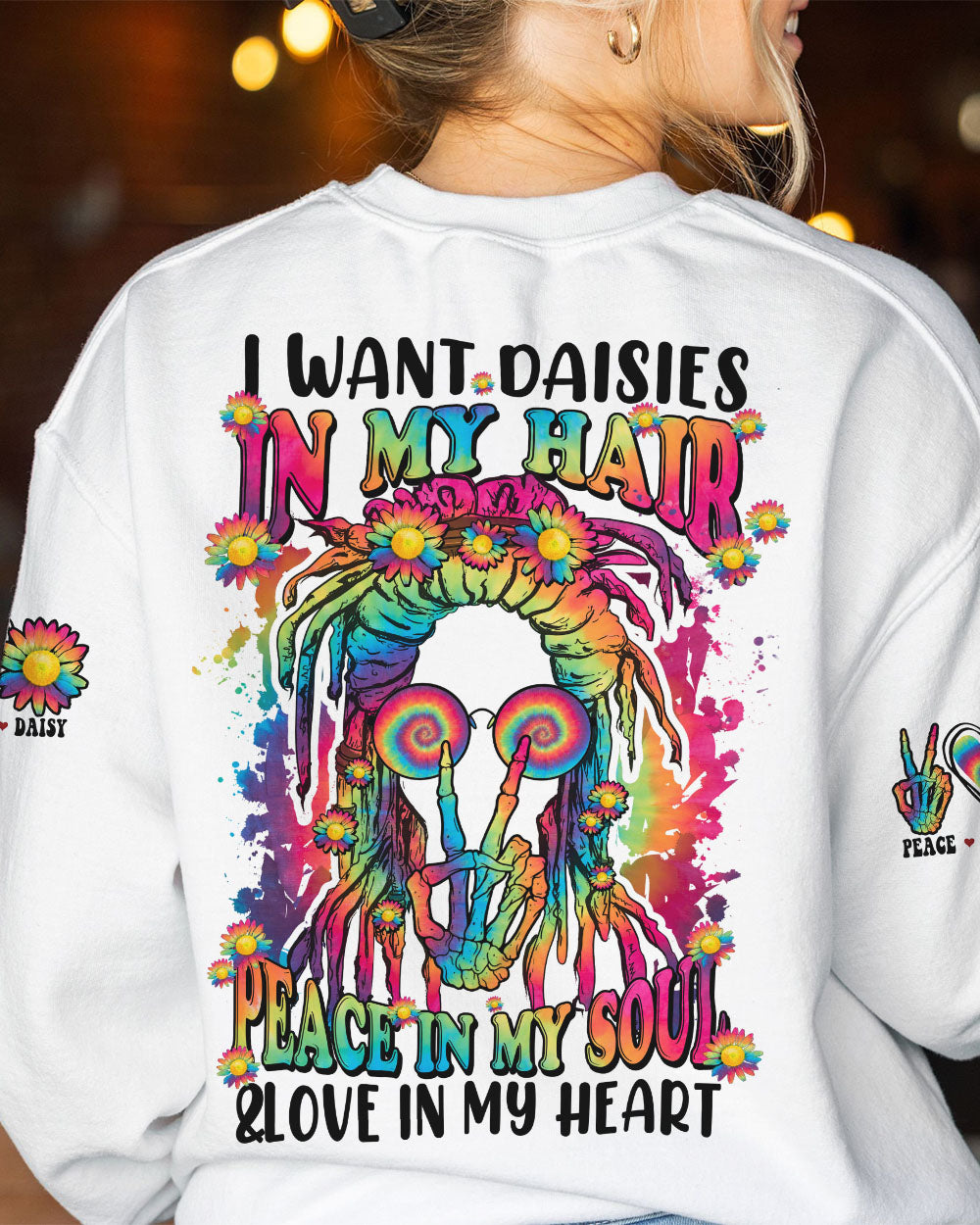 I WANT DAISIES IN MY HAIR TIE DYE ALL OVER PRINT - TYTM0702235