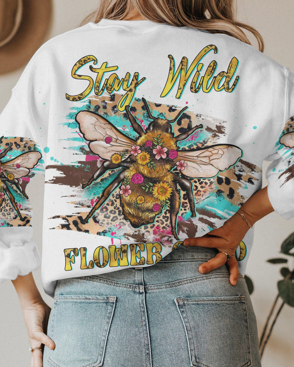 STAY WILD FLOWER CHILD BEE ALL OVER PRINT - YHDU1603233