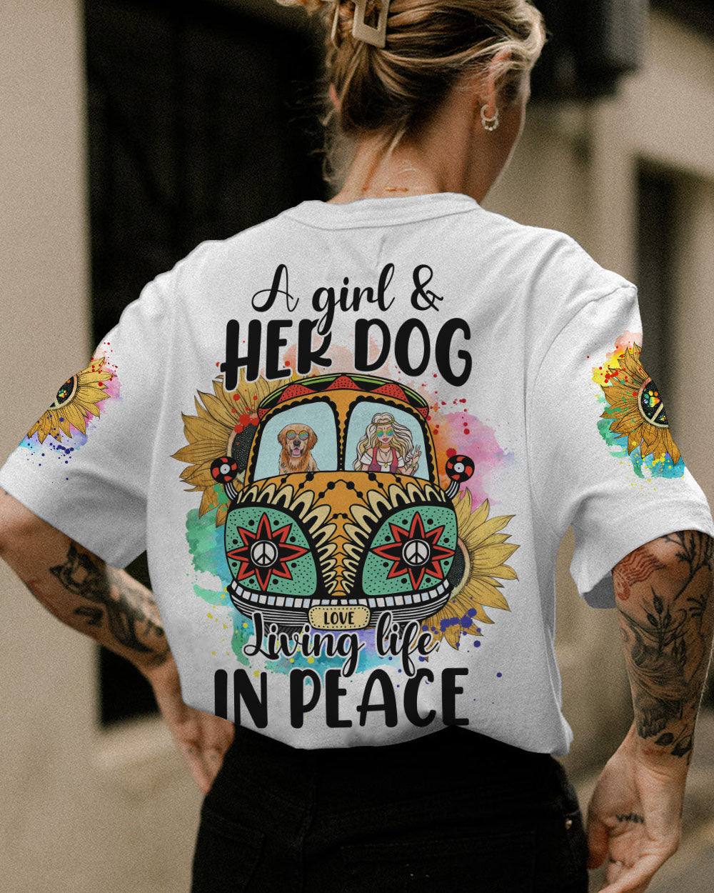 A GIRL AND HER DOG LIVING LIFE IN PEACE ALL OVER PRINT - TYTM2502231